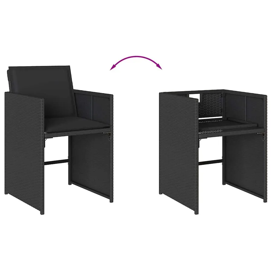 Chaises de jardin lot de 4 avec coussins noir résine tressée - 8