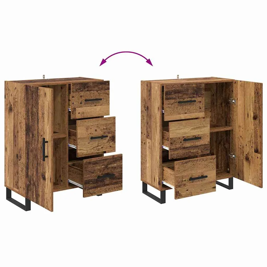 Haut Armoire avec tiroir 2 pcs Bois ancien Bois d'ingénierie - 13