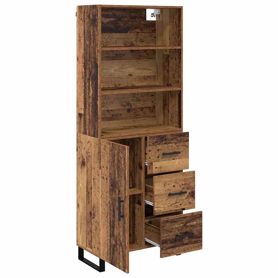 Haut Armoire avec tiroir 2 pcs Bois ancien Bois d'ingénierie - 5