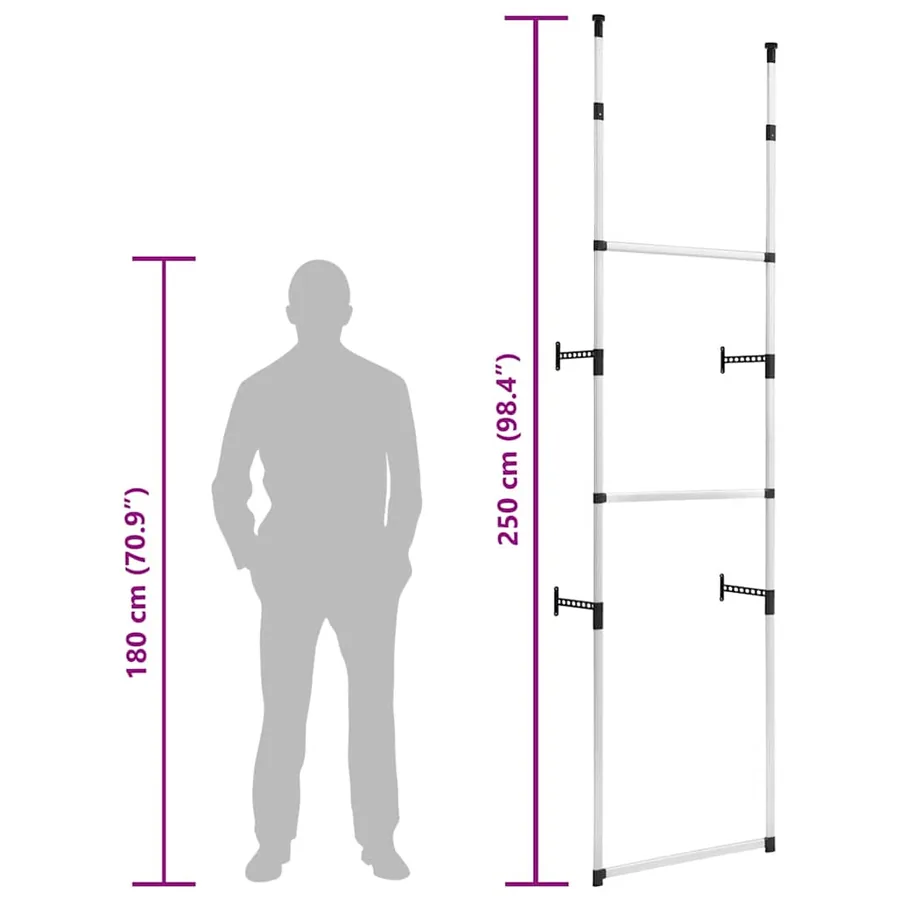 Système de garde-robe télescopique avec barres Aluminium - 9