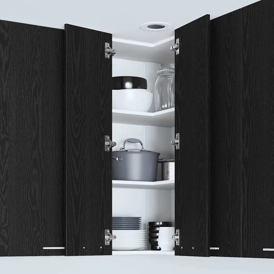 Armoire suspendue Chêne noir et Blanc 57 x 57 x 100 cm - 4
