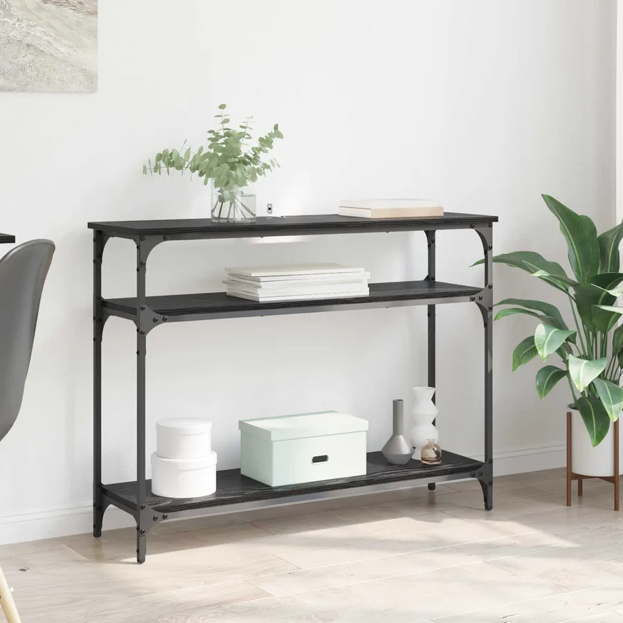 Table console Chêne noir 100 x 29 x 75 cm Bois d'ingénierie