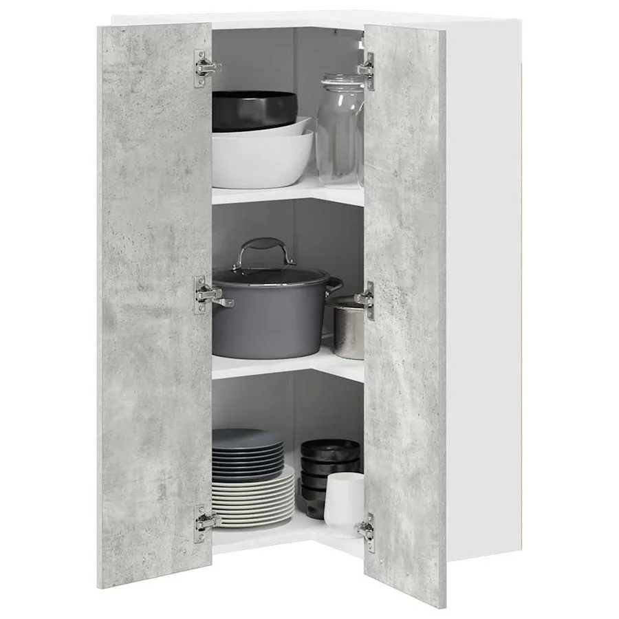 Armoire suspendue Gris béton et Blanc 57 x 57 x 100 cm - 3