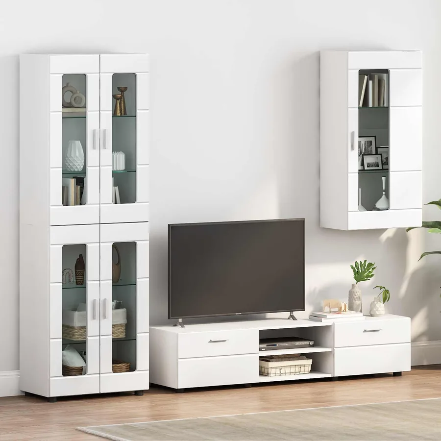 Cabinet en Bois avec stockage Blanc brillant 50 x 29 x 100 cm