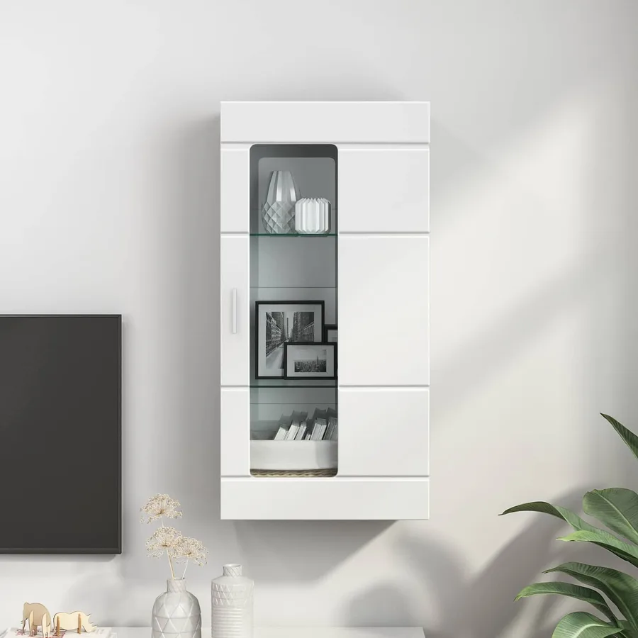 Cabinet en Bois avec stockage Blanc brillant 50 x 29 x 100 cm - 4