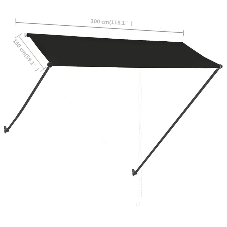 Auvent rétractable avec LED 300x150 cm Anthracite - 9