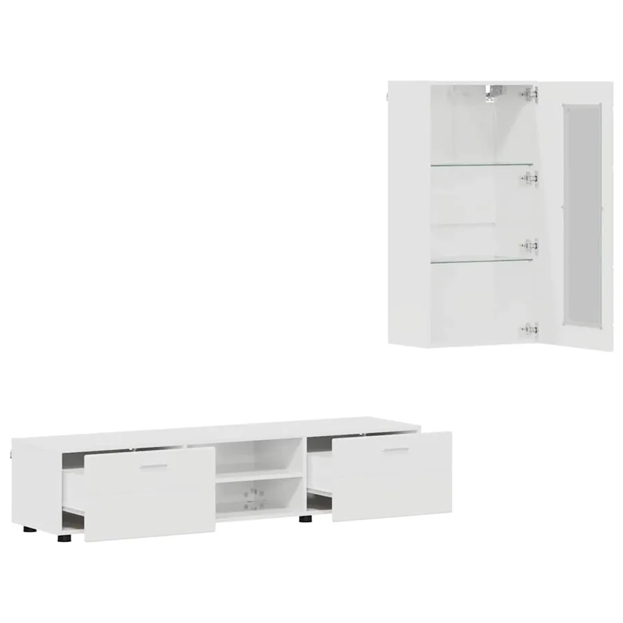 Ensemble meuble TV avec tiroir FLORIN 3 pcs Blanc brillant - 5