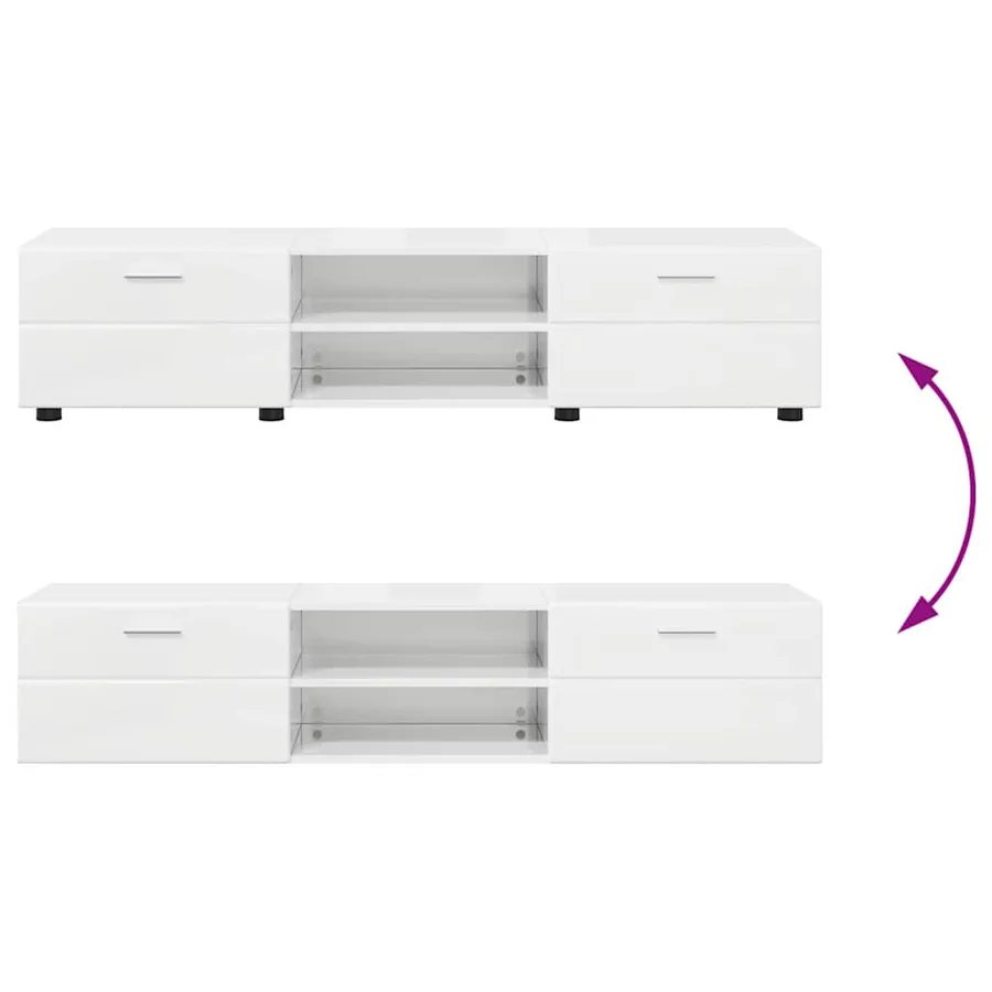 Ensemble meuble TV avec tiroir FLORIN 3 pcs Blanc brillant - 15
