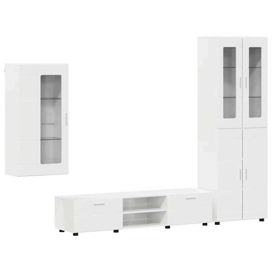 Ensemble meuble TV avec tiroir FLORIN 3 pcs Blanc brillant - 2