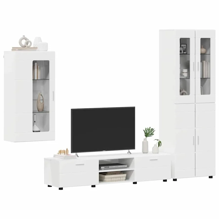 Ensemble meuble TV avec tiroir FLORIN 3 pcs Blanc brillant - 3