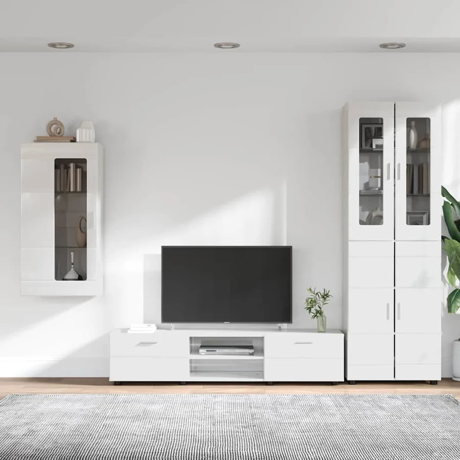 Ensemble meuble TV avec tiroir FLORIN 3 pcs Blanc brillant - 4