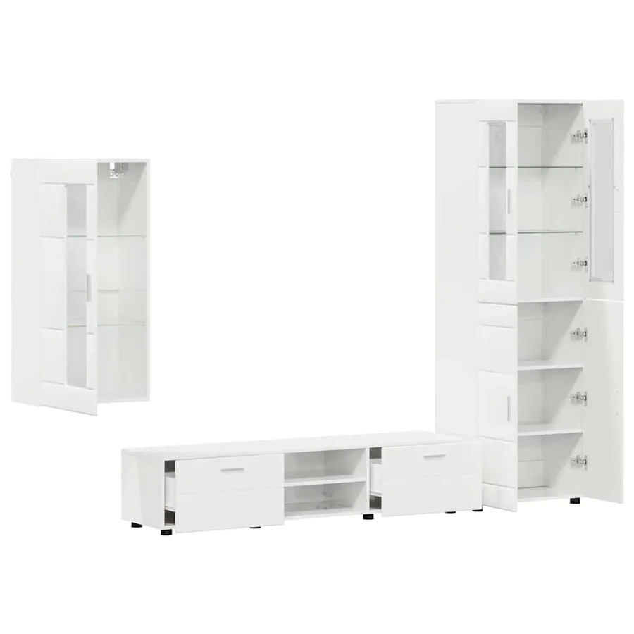 Ensemble meuble TV avec tiroir FLORIN 3 pcs Blanc brillant - 5