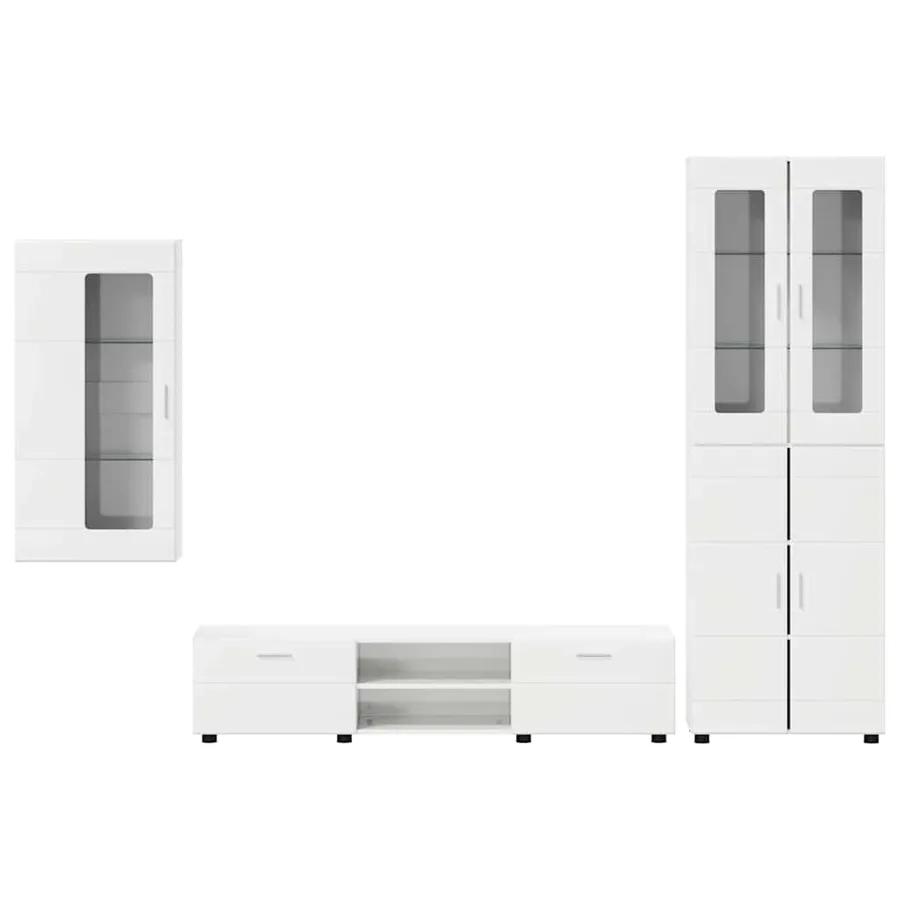 Ensemble meuble TV avec tiroir FLORIN 3 pcs Blanc brillant - 9
