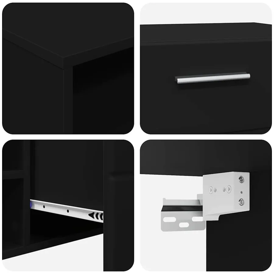 Ensemble meuble TV FLORIN 3 pcs Noir Bois d'ingénierie - 11