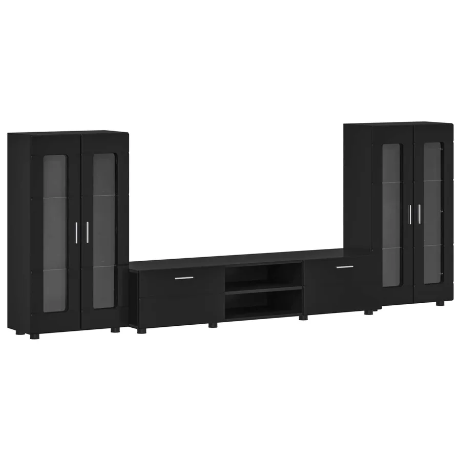 Ensemble meuble TV FLORIN 3 pcs Noir Bois d'ingénierie - 2