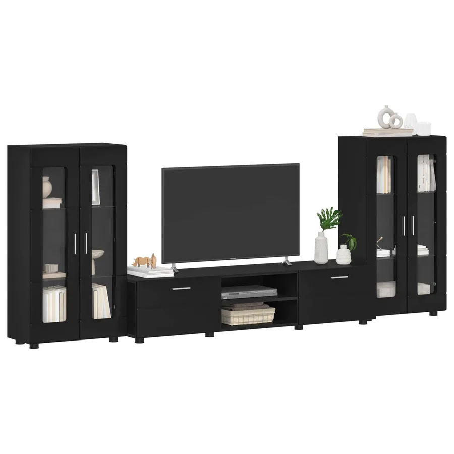 Ensemble meuble TV FLORIN 3 pcs Noir Bois d'ingénierie - 3