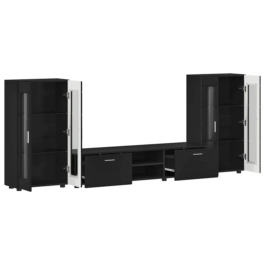 Ensemble meuble TV FLORIN 3 pcs Noir Bois d'ingénierie - 5