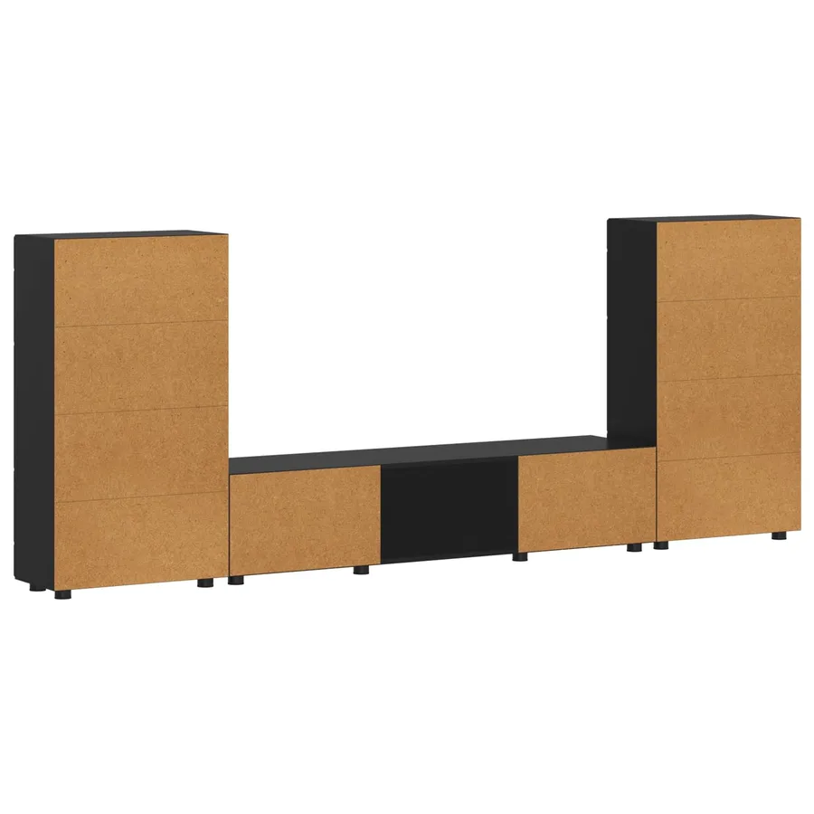 Ensemble meuble TV FLORIN 3 pcs Noir Bois d'ingénierie - 8