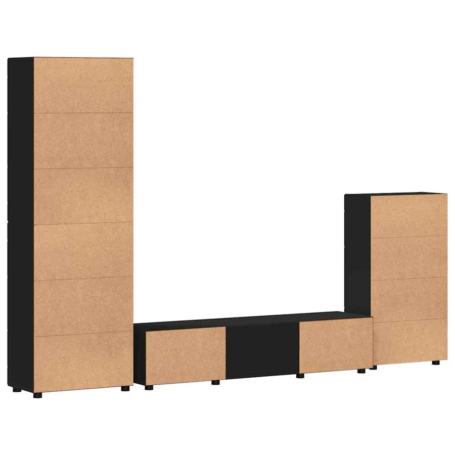 Ensemble meuble TV FLORIN 3 pcs Noir Bois d'ingénierie - 10