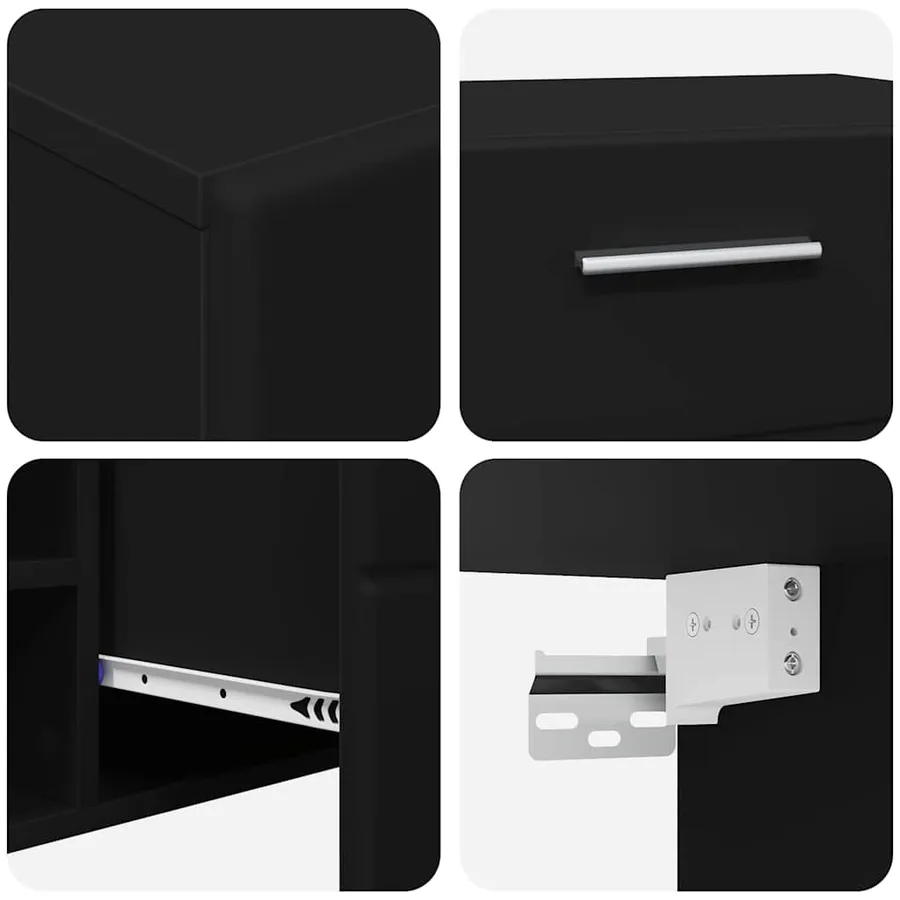 Ensemble meuble TV FLORIN 3 pcs Noir Bois d'ingénierie - 12