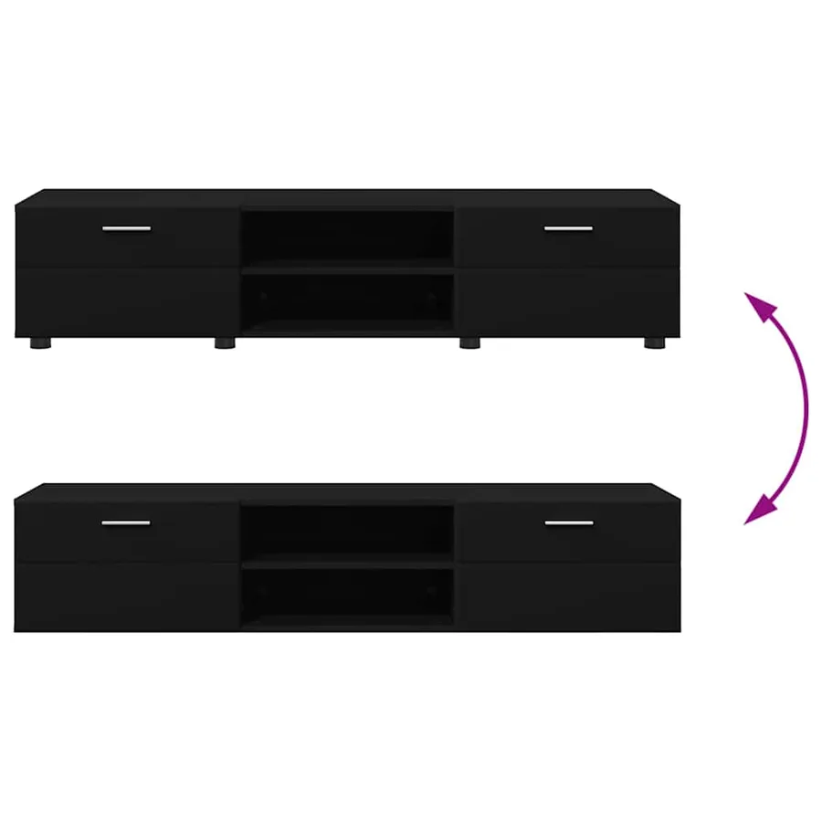 Ensemble meuble TV FLORIN 3 pcs Noir Bois d'ingénierie - 14