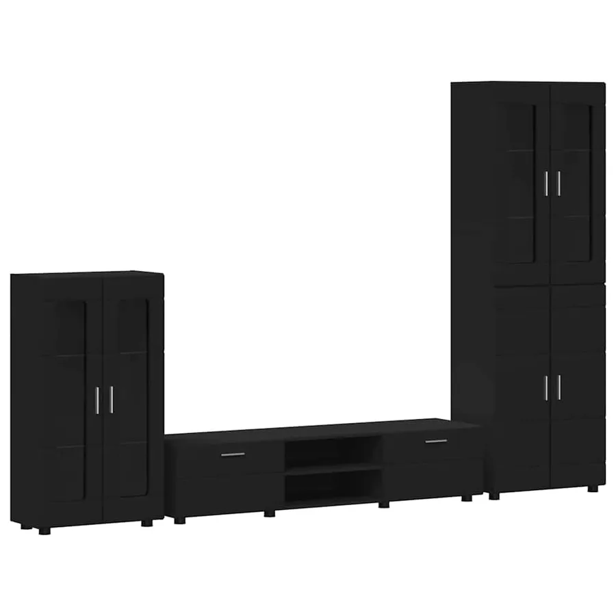 Ensemble meuble TV FLORIN 3 pcs Noir Bois d'ingénierie - 2