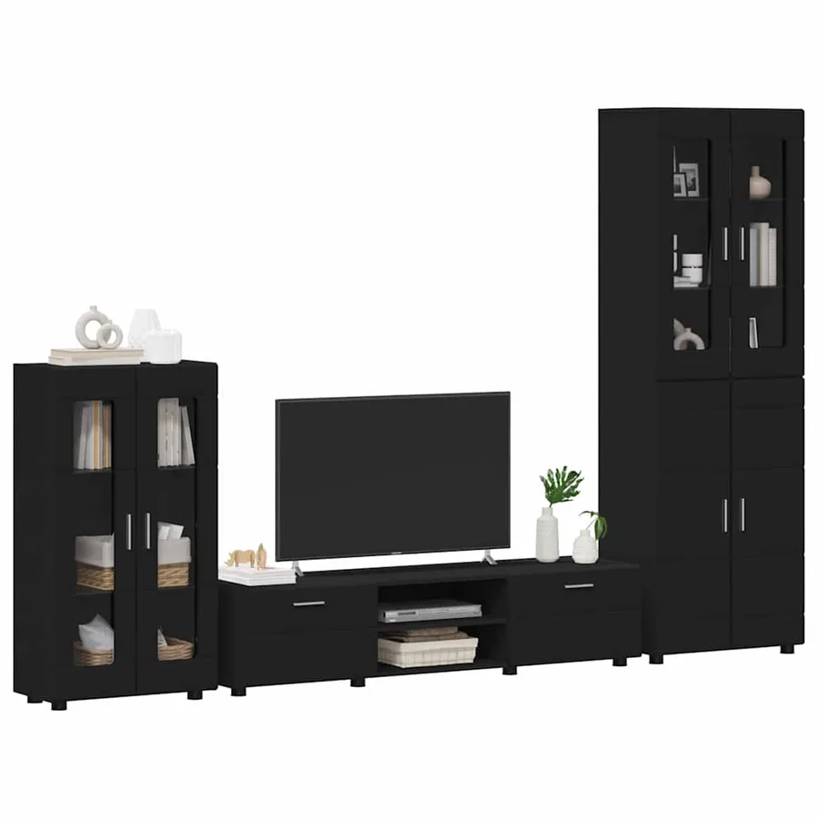 Ensemble meuble TV FLORIN 3 pcs Noir Bois d'ingénierie - 3