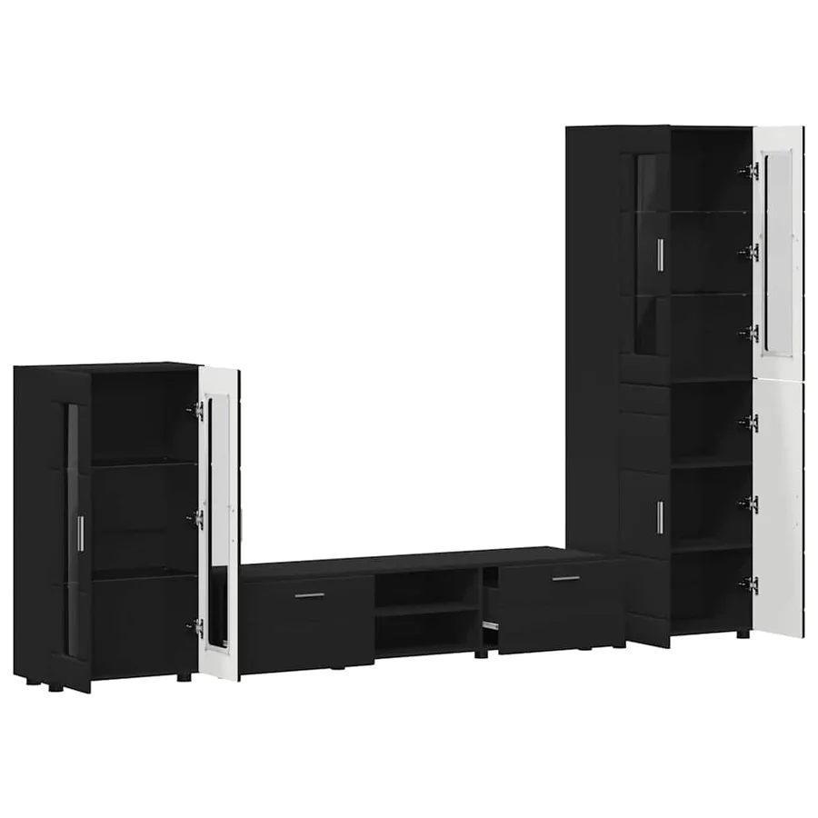 Ensemble meuble TV FLORIN 3 pcs Noir Bois d'ingénierie - 5