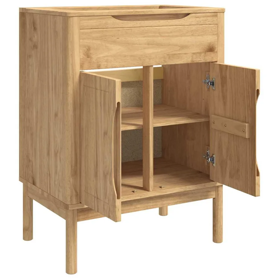Meuble sous Lavabo de Salle de Bain FLORO Cire marron - 5