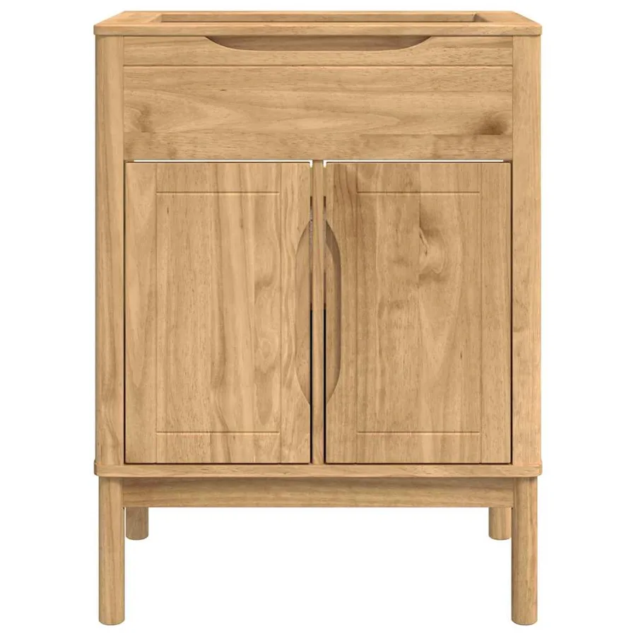 Meuble sous Lavabo de Salle de Bain FLORO Cire marron - 6