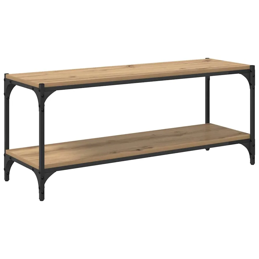 Meuble TV 2 niveaux 100x33x41cm Bois d'ingénierie et fer - 7