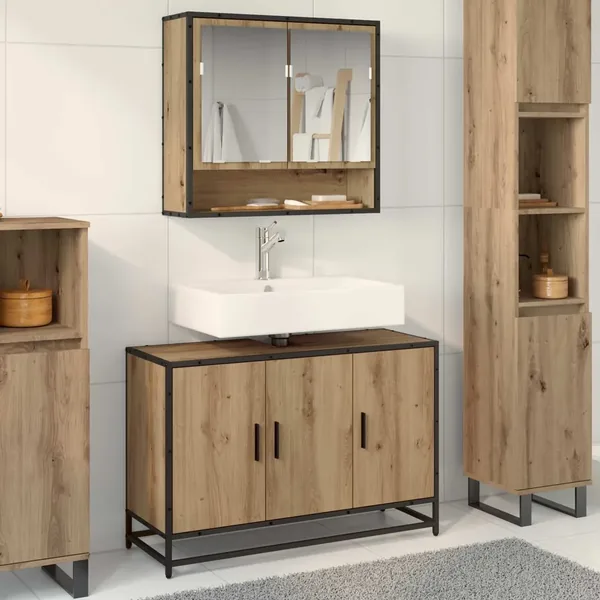 Cabinet de salle de bain Chêne artisanal 90 x 33 x 60 cm