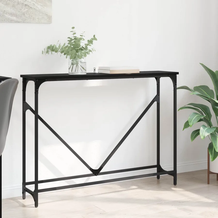 Table console Chêne noir 102 x 23 x 75 cm Bois d'ingénierie