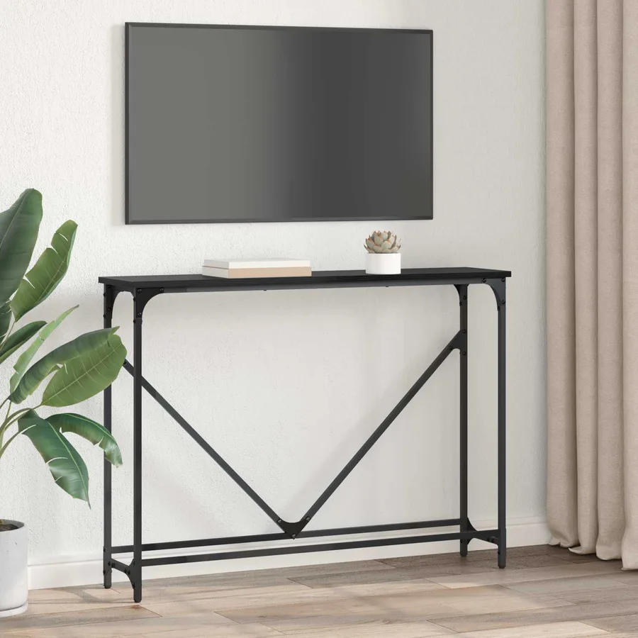 Table console Chêne noir 102 x 23 x 75 cm Bois d'ingénierie - 4