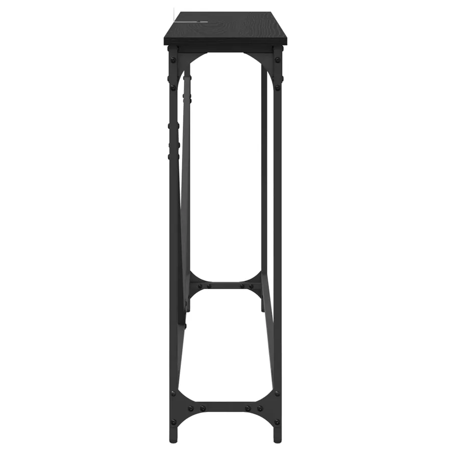 Table console Chêne noir 102 x 23 x 75 cm Bois d'ingénierie - 6