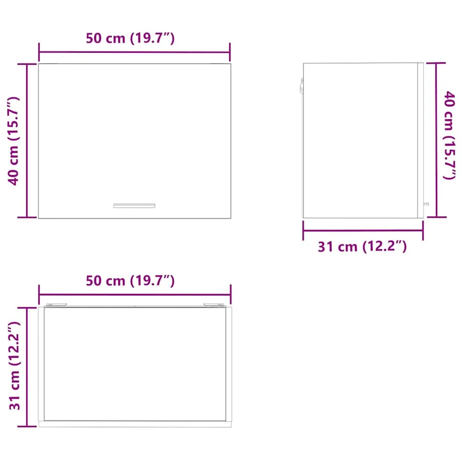 Armoire suspendue 2 pcs Chêne Sonoma et Blanc 50 x 31 x 40 cm - 14