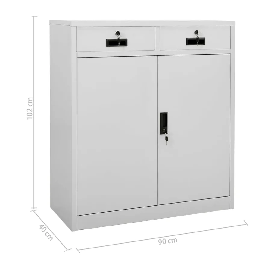 Armoire de bureau Gris clair 90x40x102 cm Acier - 11