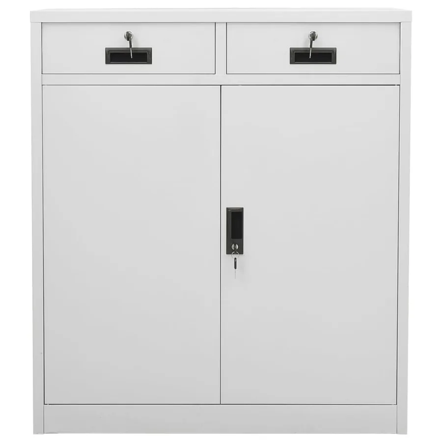Armoire de bureau Gris clair 90x40x102 cm Acier - 2