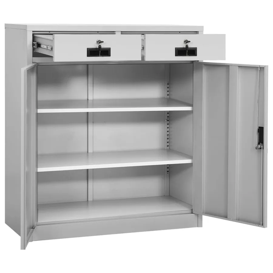 Armoire de bureau Gris clair 90x40x102 cm Acier - 7