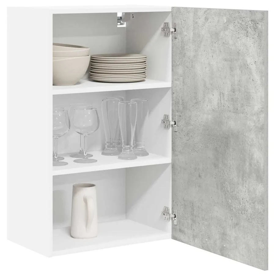 Armoire suspendue Gris béton et Blanc 50 x 31 x 80 cm - 3