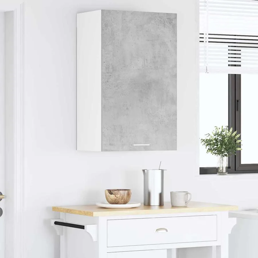 Armoire suspendue Gris béton et Blanc 50 x 31 x 80 cm - 4