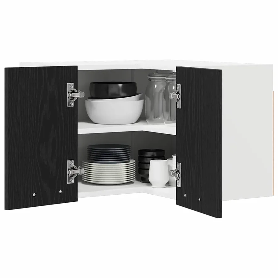Armoire suspendue Chêne noir et Blanc 57 x 57 x 40 cm - 3
