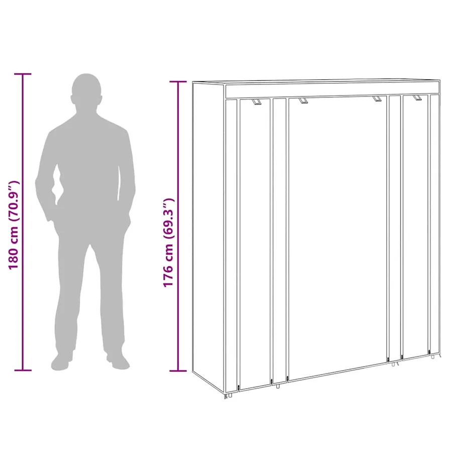 Armoire avec compartiments et tiges 45 x 150 x 176 cm Marron - 10