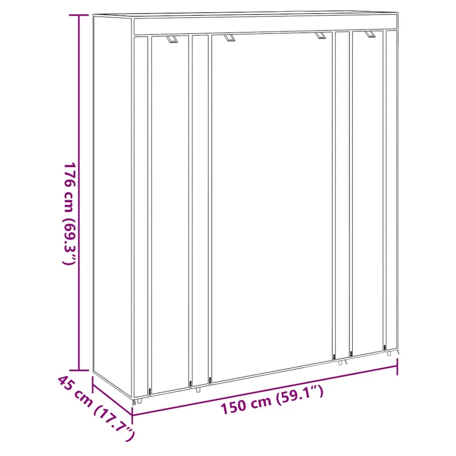 Armoire avec compartiments et tiges 45 x 150 x 176 cm Marron - 9