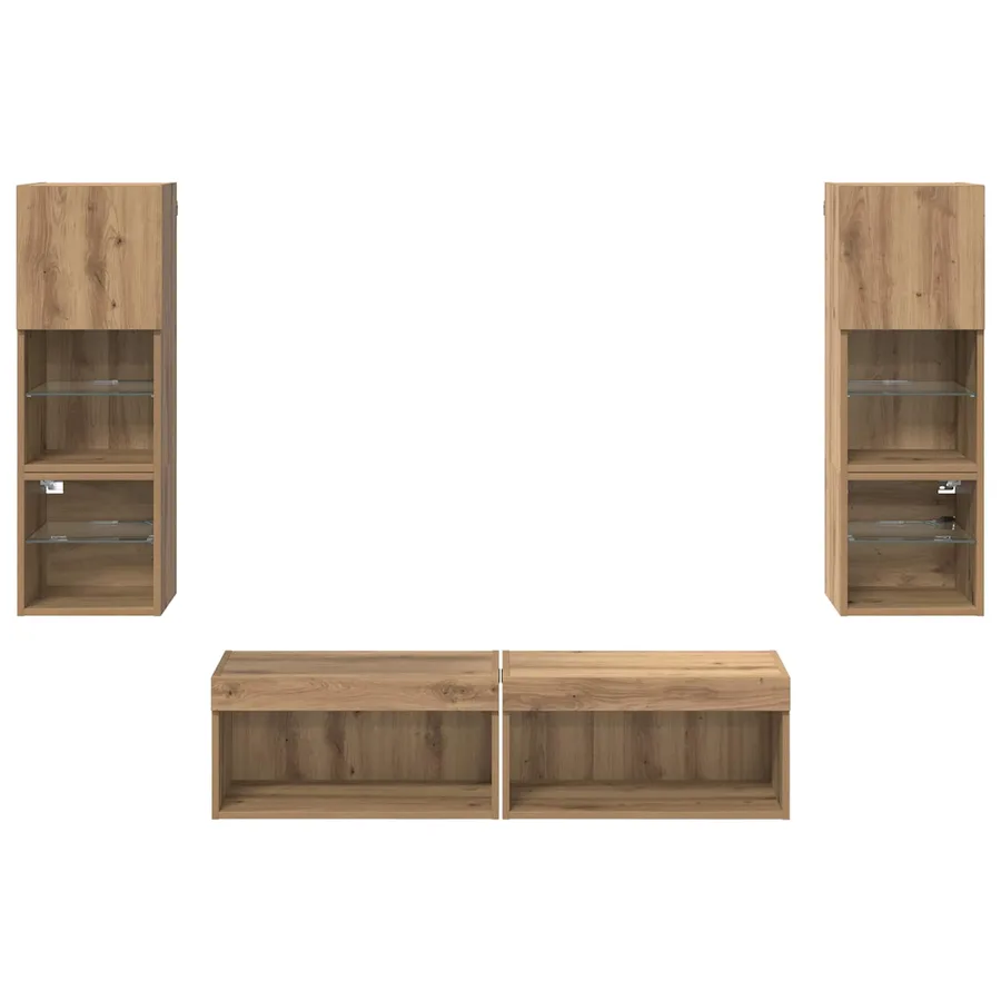 Unité murale de TV 6 pcs Chêne artisanal Bois d'ingénierie - 10