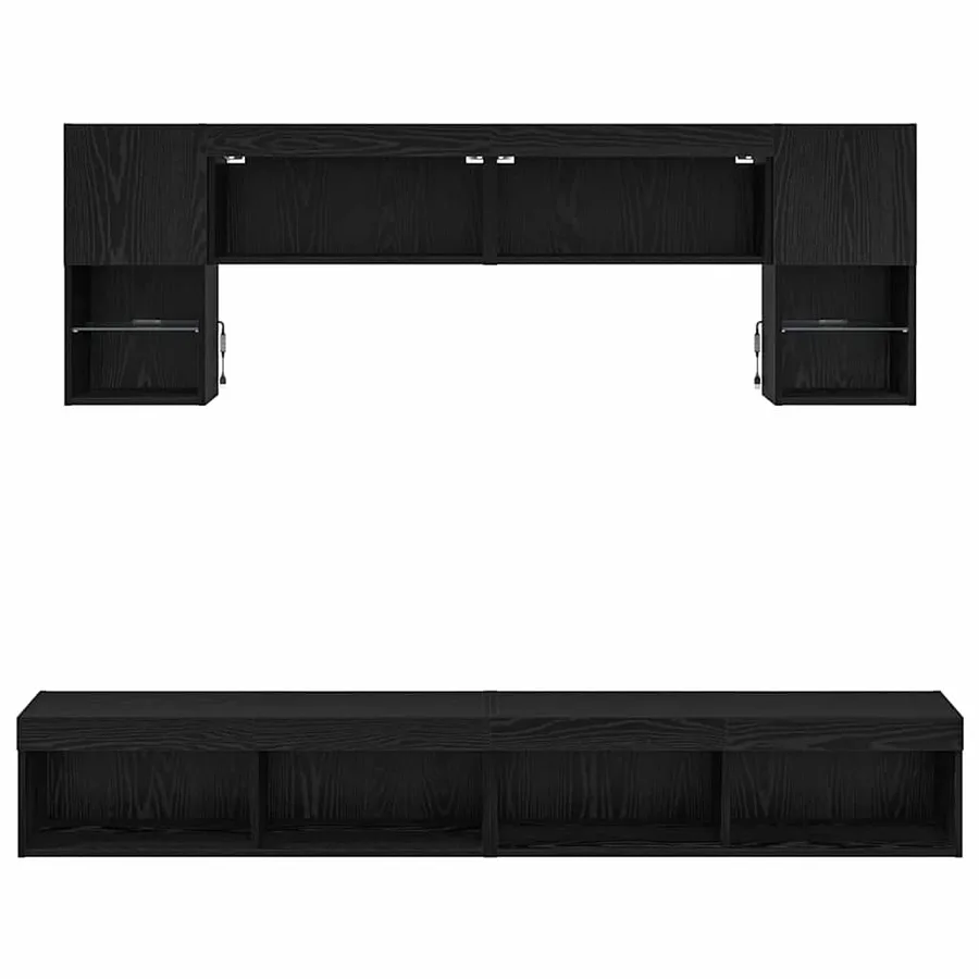 Unités murales TV avec LED 6 pcs Chêne noir Bois d'ingénierie - 8