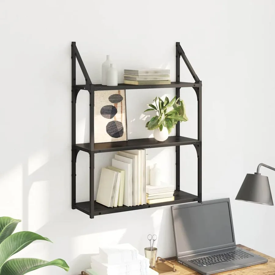 Étagère Murale Chêne noir 60 x 21 x 78,5 cm Bois d'ingénierie - 4