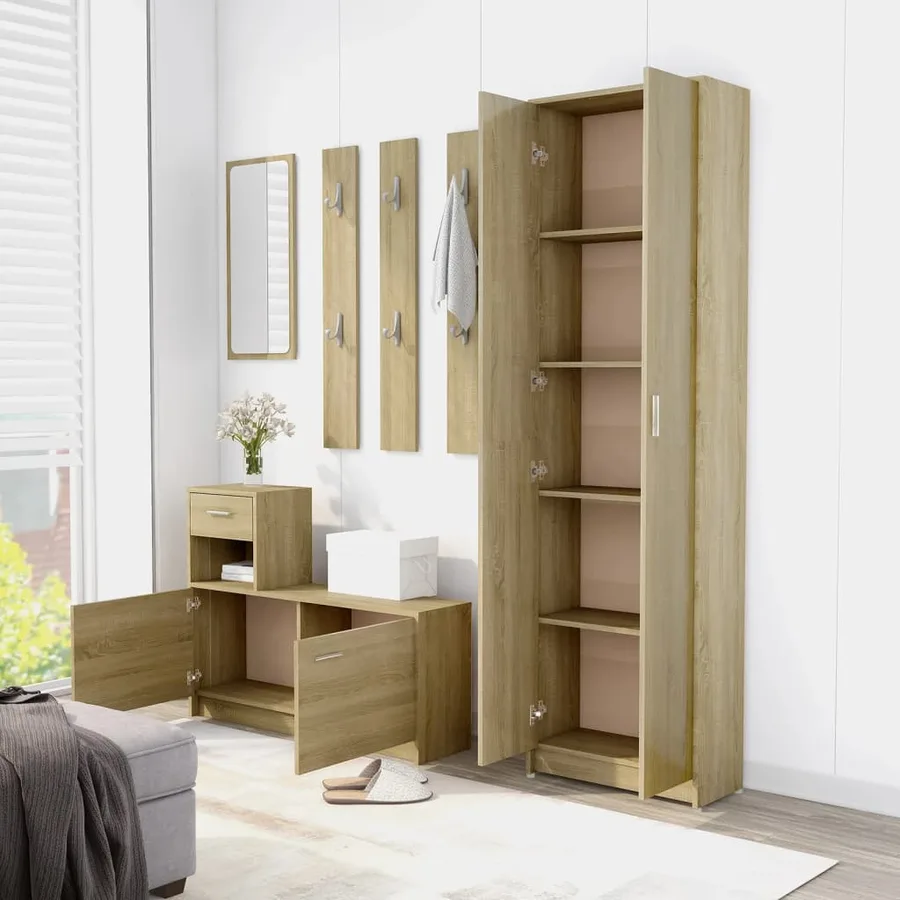 Garde-robe de couloir Chêne sonoma 55x25x189 cm Bois ingénierie - 4