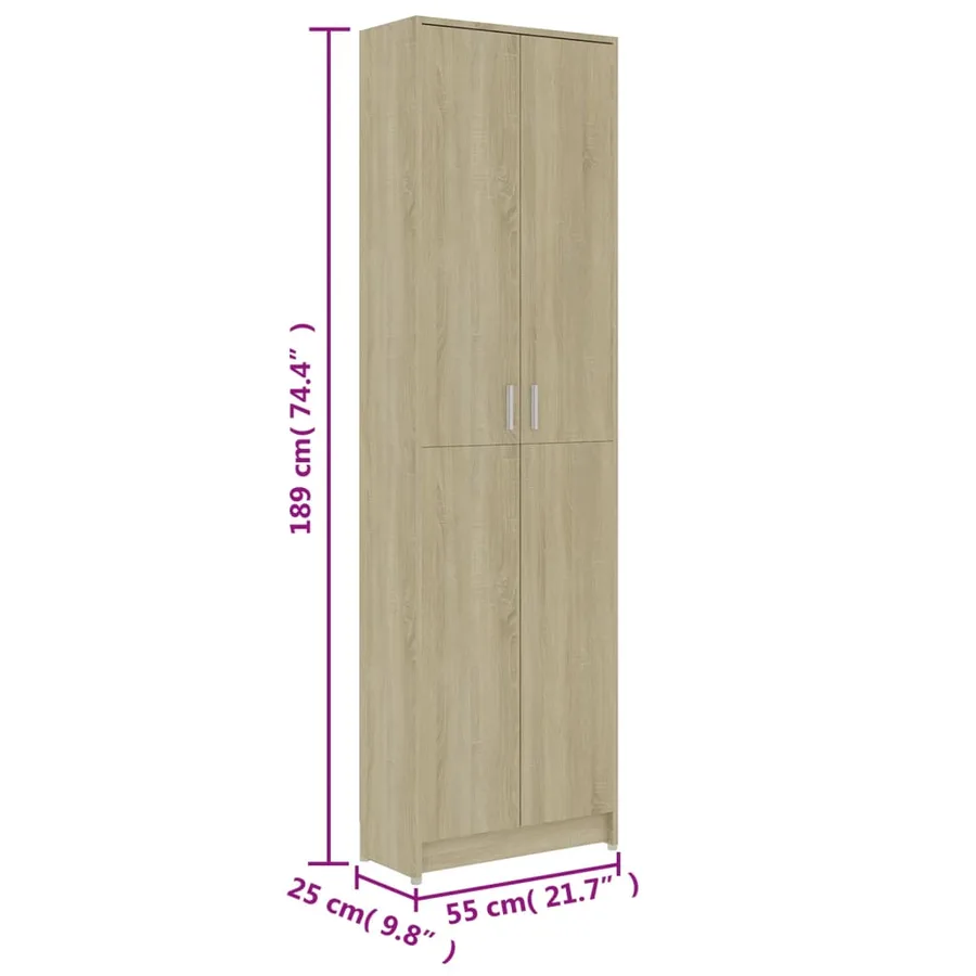 Garde-robe de couloir Chêne sonoma 55x25x189 cm Bois ingénierie - 9