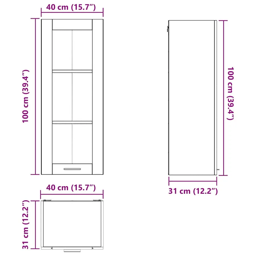 Armoire suspendue Blanc 40 x 31 x 100 cm Bois d'ingénierie - 13